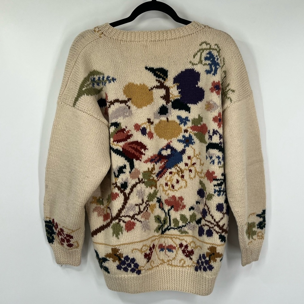 Vintage Abercrombie & Fitch Handkitted Printed Wool Button Front Cardigan - Picture 6 of 8
